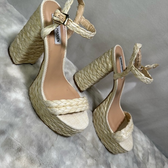 New Steve Madden Tiera Platform in Raffia 9.5 - Picture 3 of 7